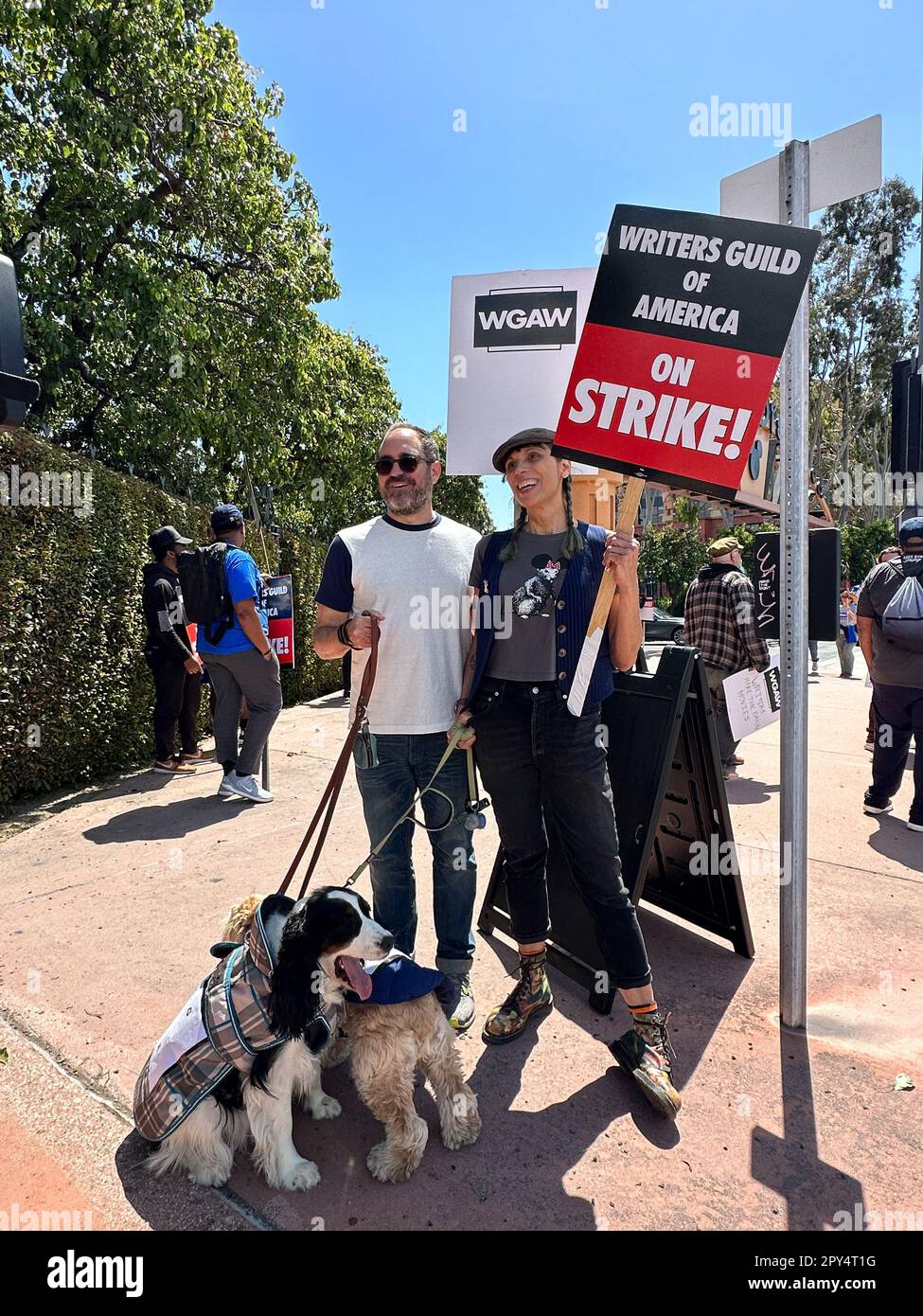 Burbank, California, USA. 2nd May, 2023. Picketer people and their ...