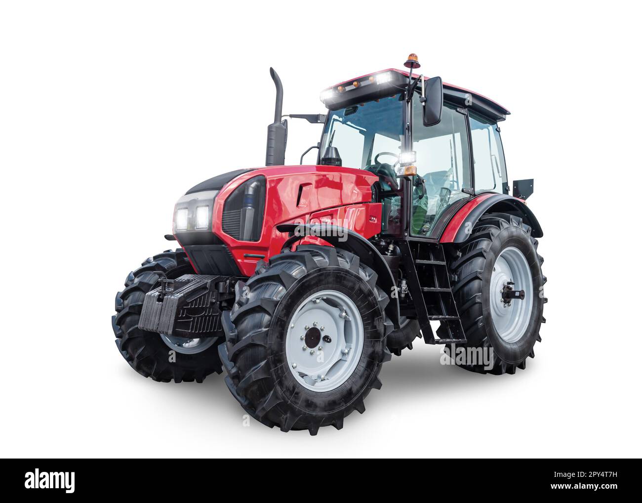 Modern wheeled tractor isolated on white background Stock Photo - Alamy