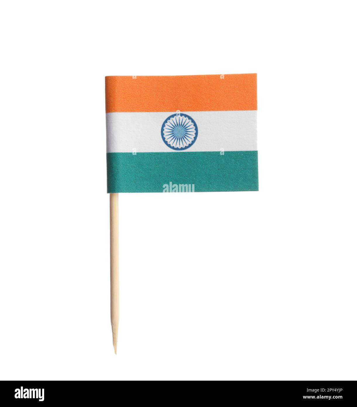 Small paper flag of India isolated on white Stock Photo