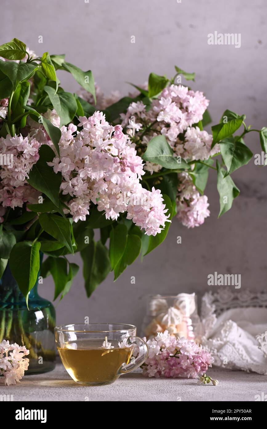 still life with a bouquet of lilacs for decoration Stock Photo - Alamy