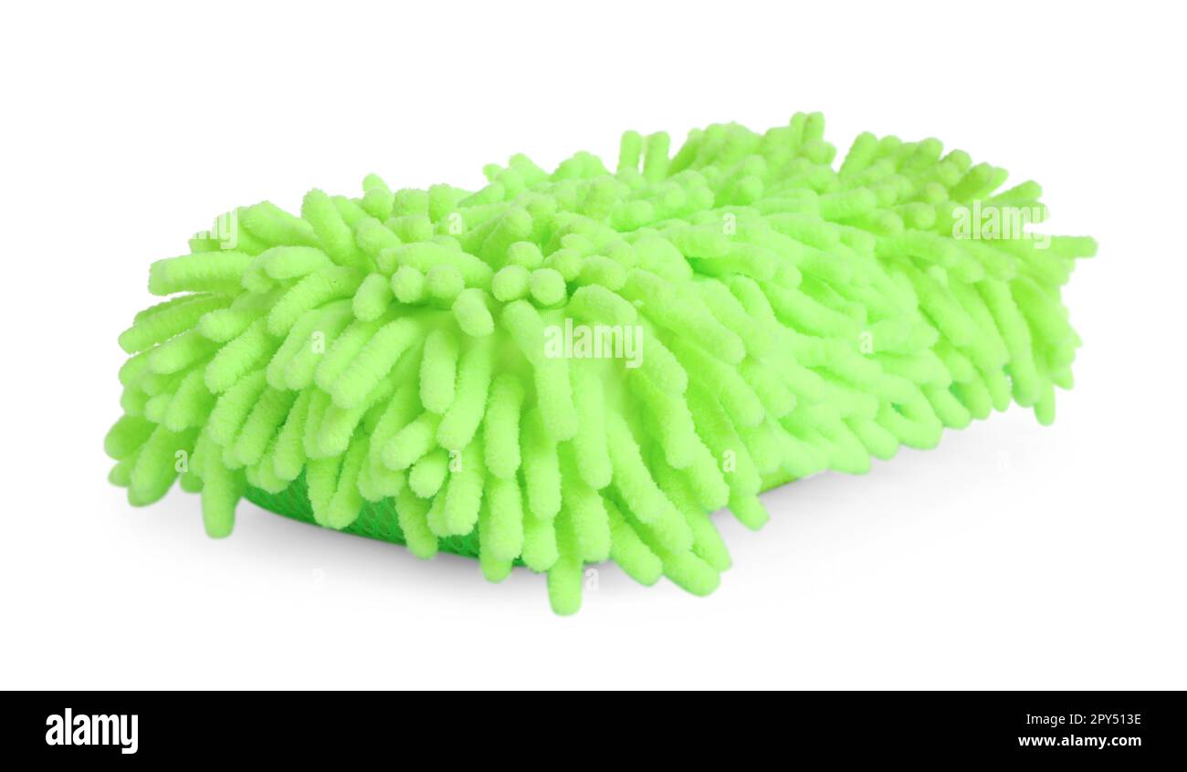 Green car wash mitt isolated on white Stock Photo Alamy