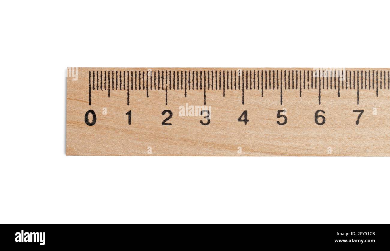 Wooden ruler isolated on white, top view Stock Photo - Alamy