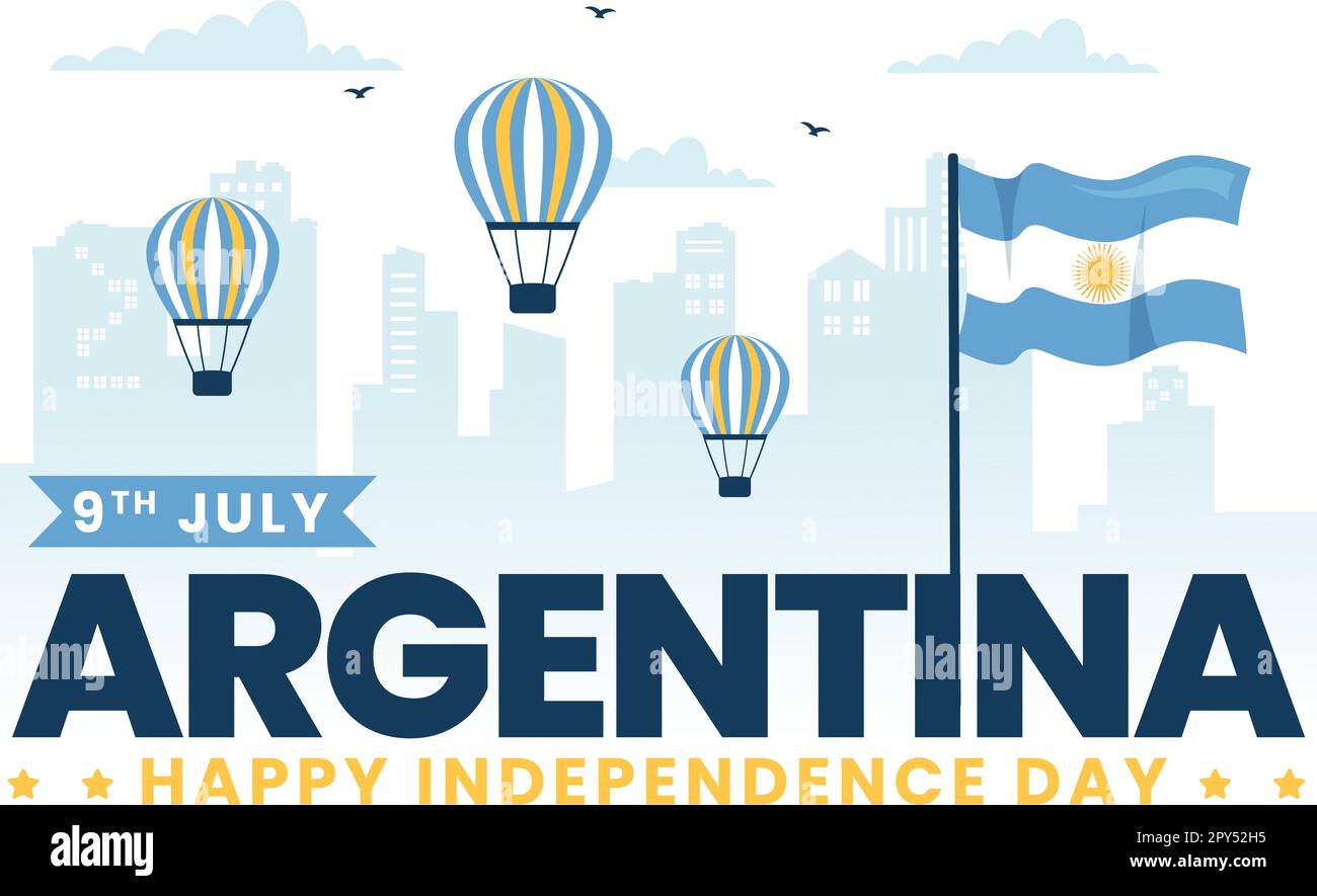 Happy Argentina Independence Day on 9Th of july Vector Illustration