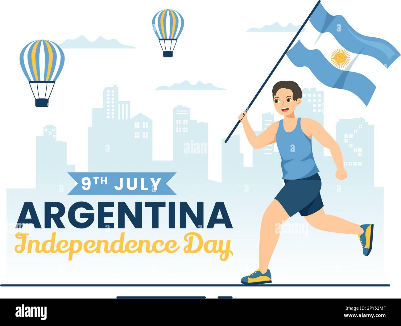 Happy Argentina Independence Day on 9Th of july Vector Illustration