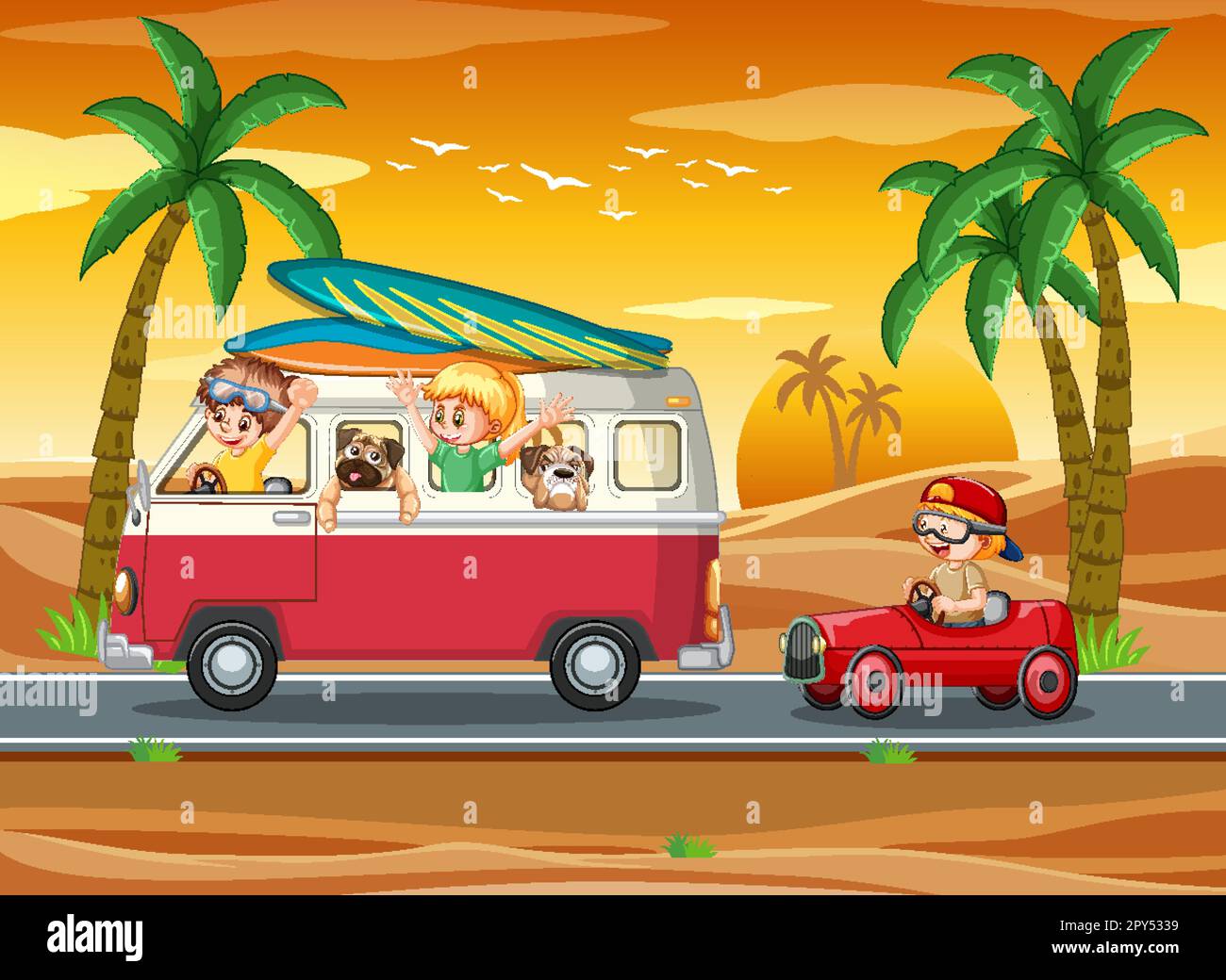 Summer Road Trip with Animals illustration Stock Vector Image & Art - Alamy