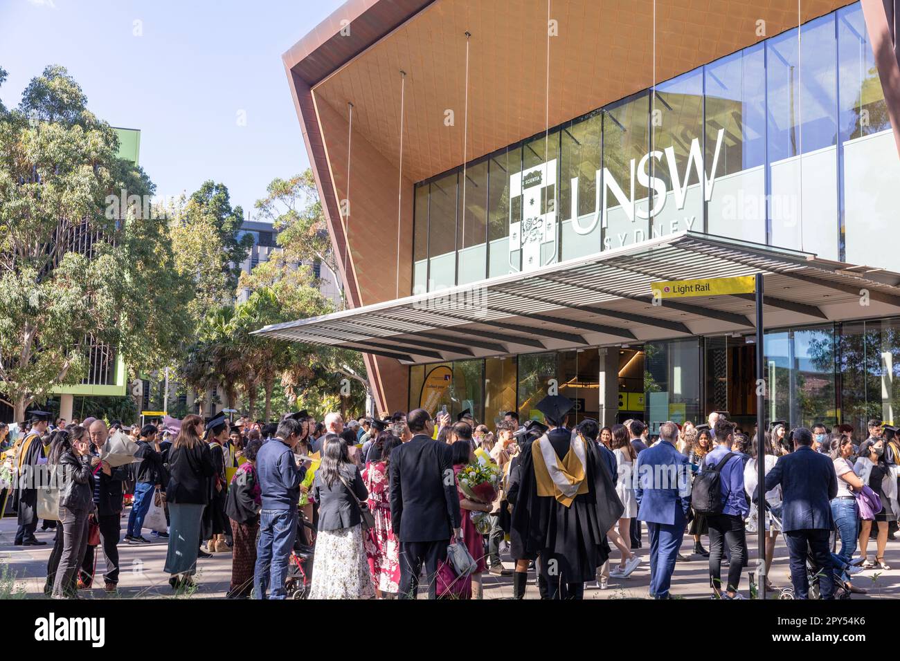UNSW,University of New South Wales, students and their families at graduation day as students receive their degrees, Sydney,NSW,Australia Stock Photo
