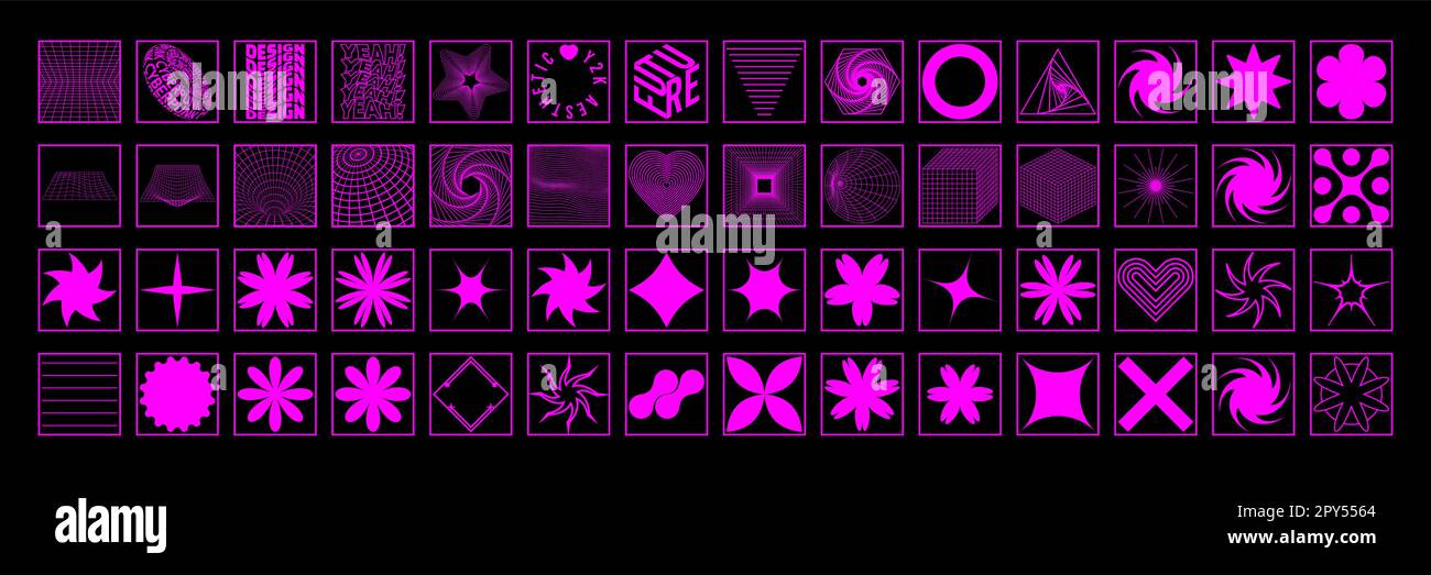 Retrowave design elements in trendy retro cyberpunk 80s 90s style. Y2k  aesthetic Stock Vector Image & Art - Alamy