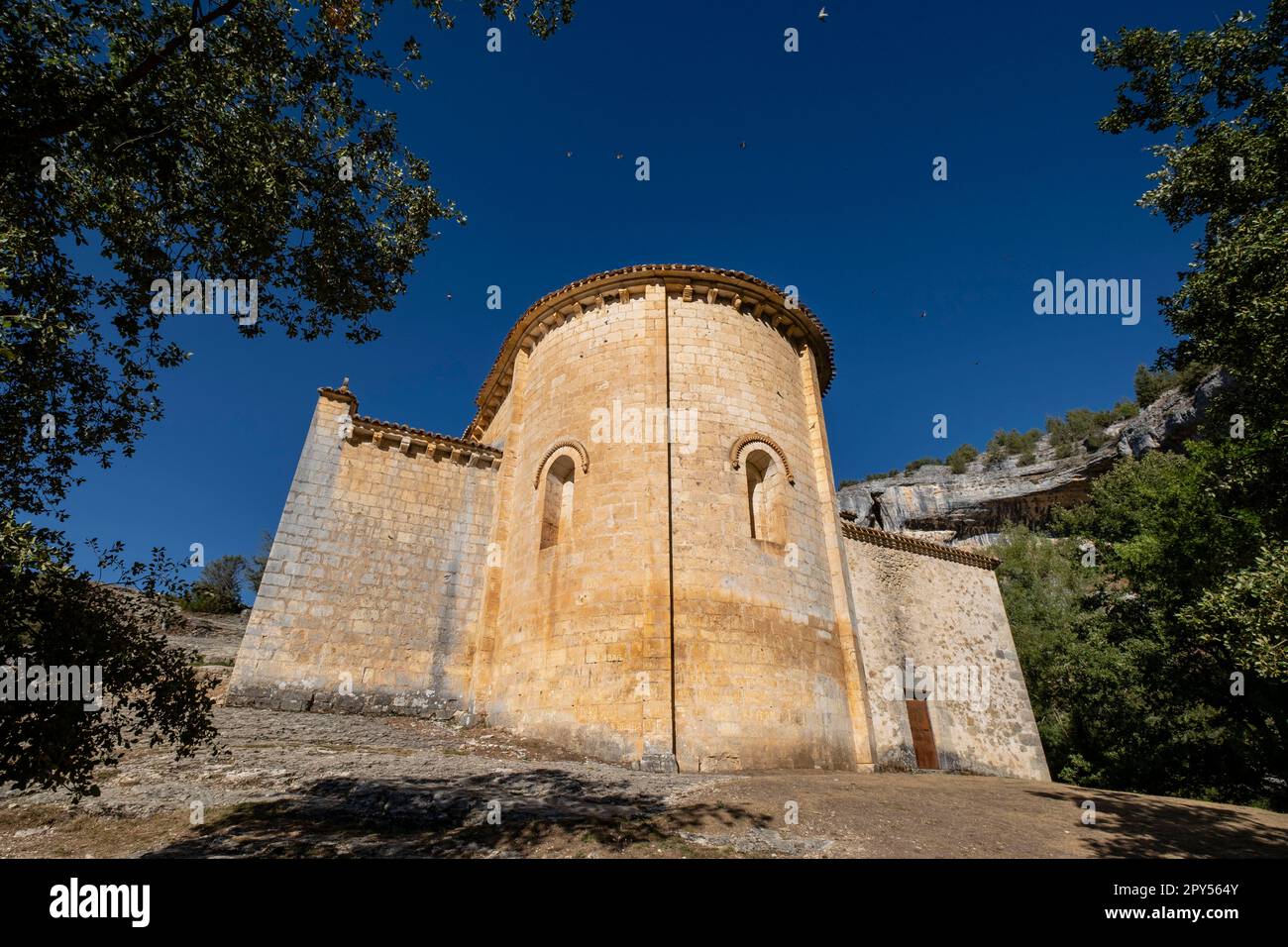 Ermita de San Bartolomé, Siglo XII, Parque Natural del Cañón del Río Lobos, Soria, Comunidad Autónoma de Castilla, Spain, Europe Stock Photo