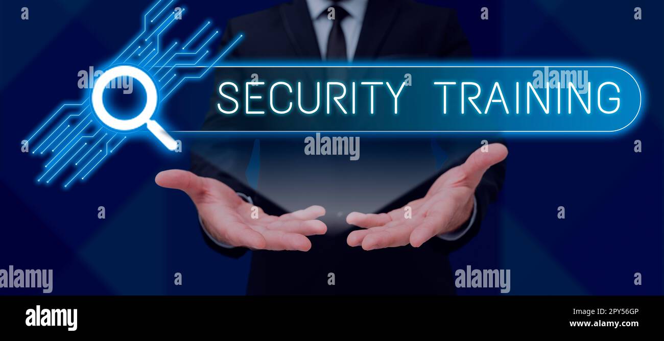 Text showing inspiration Security Training. Word for providing security awareness training for end users Stock Photo