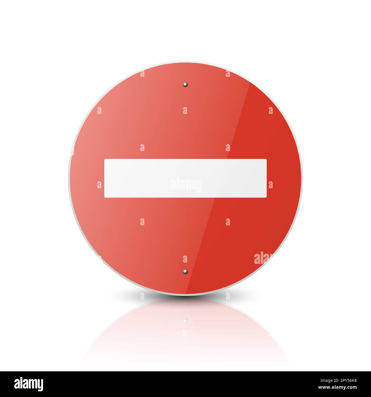 Vector White and Red Round Glossy Prohibition Stop Sign - Warning ...