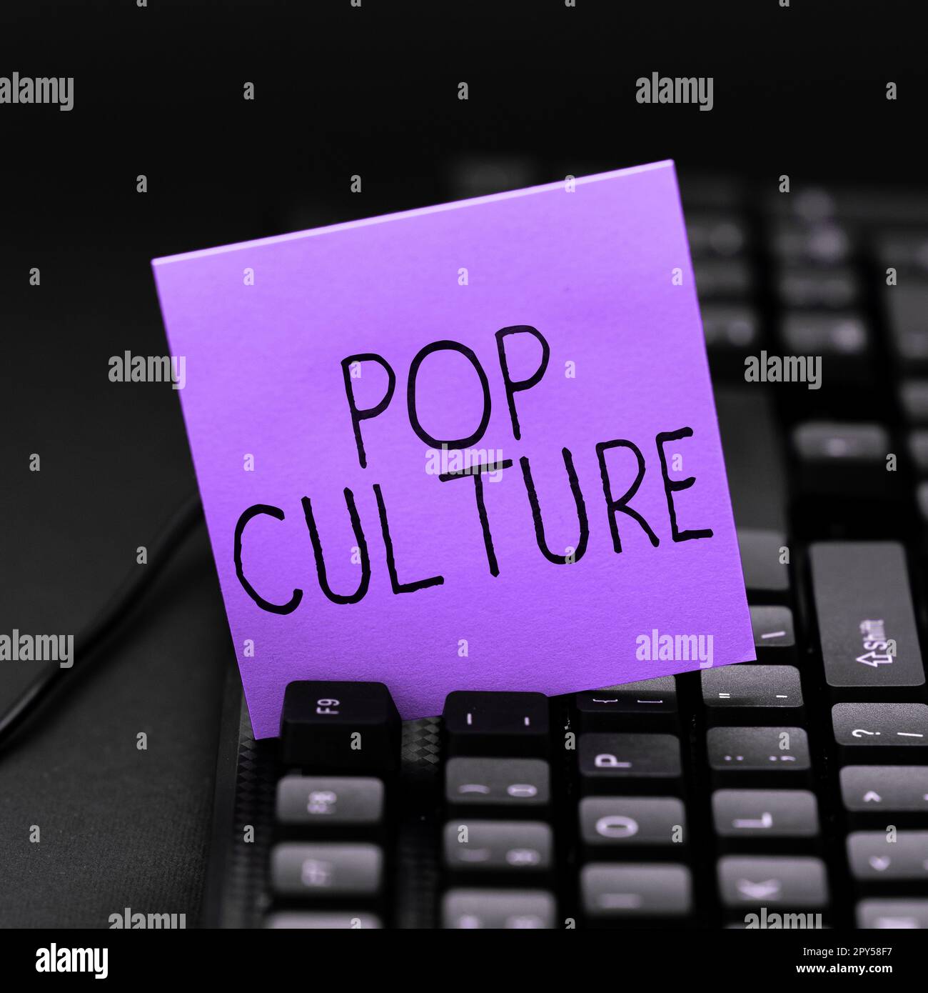 Sign displaying Pop Culture. Business idea describes the lifestyle and tastes of the majority of mostly younger people Stock Photo