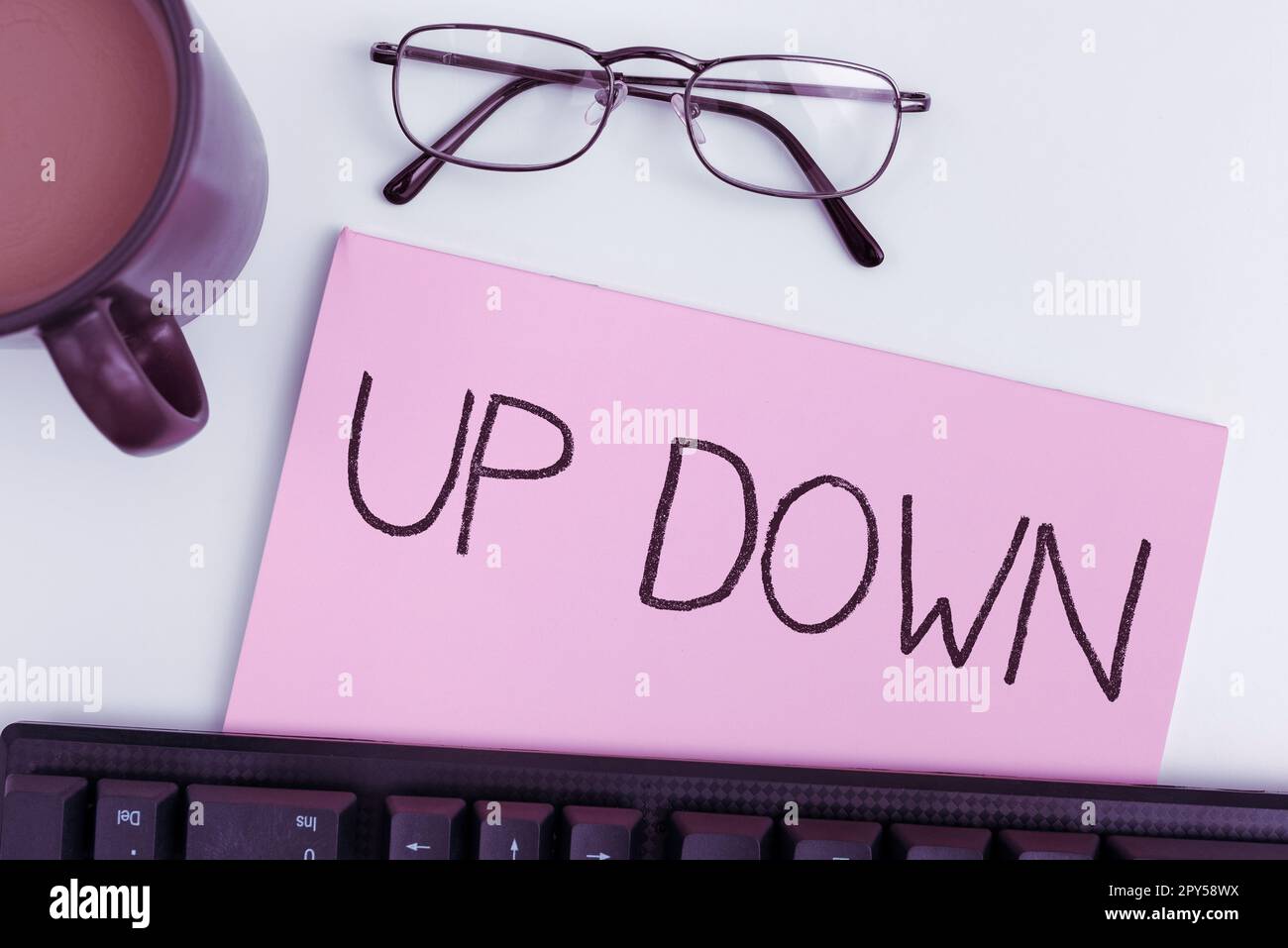 Conceptual display Up Down. Conceptual photo To look or to feel up-down ...