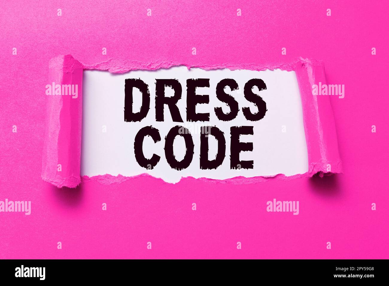 Writing displaying text Dress Code. Business approach an accepted way ...