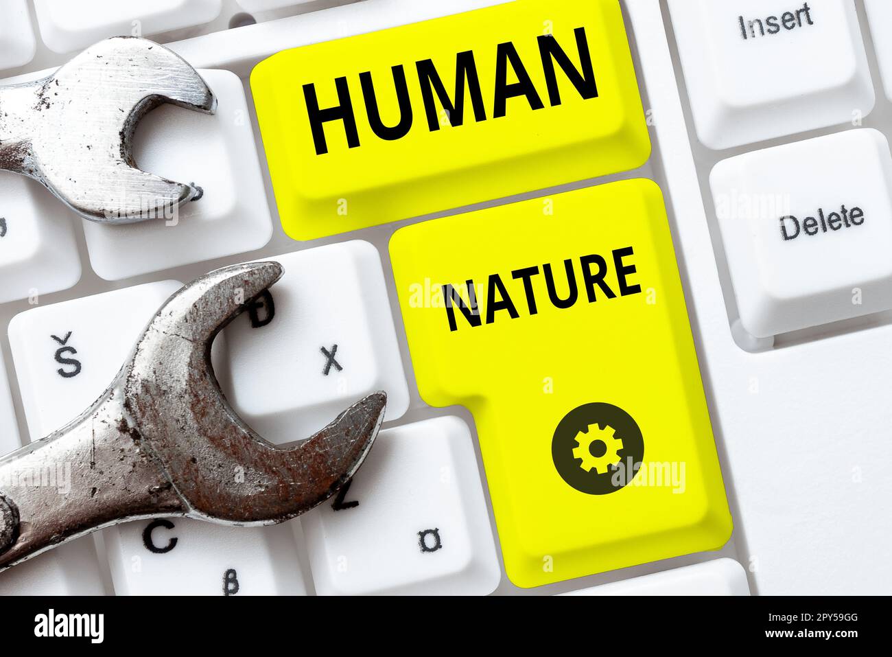 Conceptual caption Human Nature. Word for psychological characteristics, feelings, and behavioral traits of humankind Stock Photo