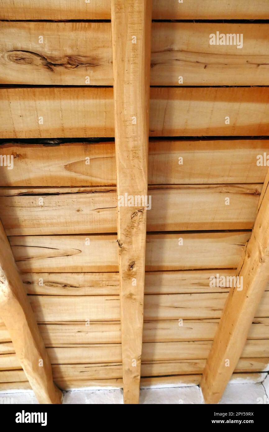 wooden ceiling of village house, wooden ceiling houses Stock Photo Alamy