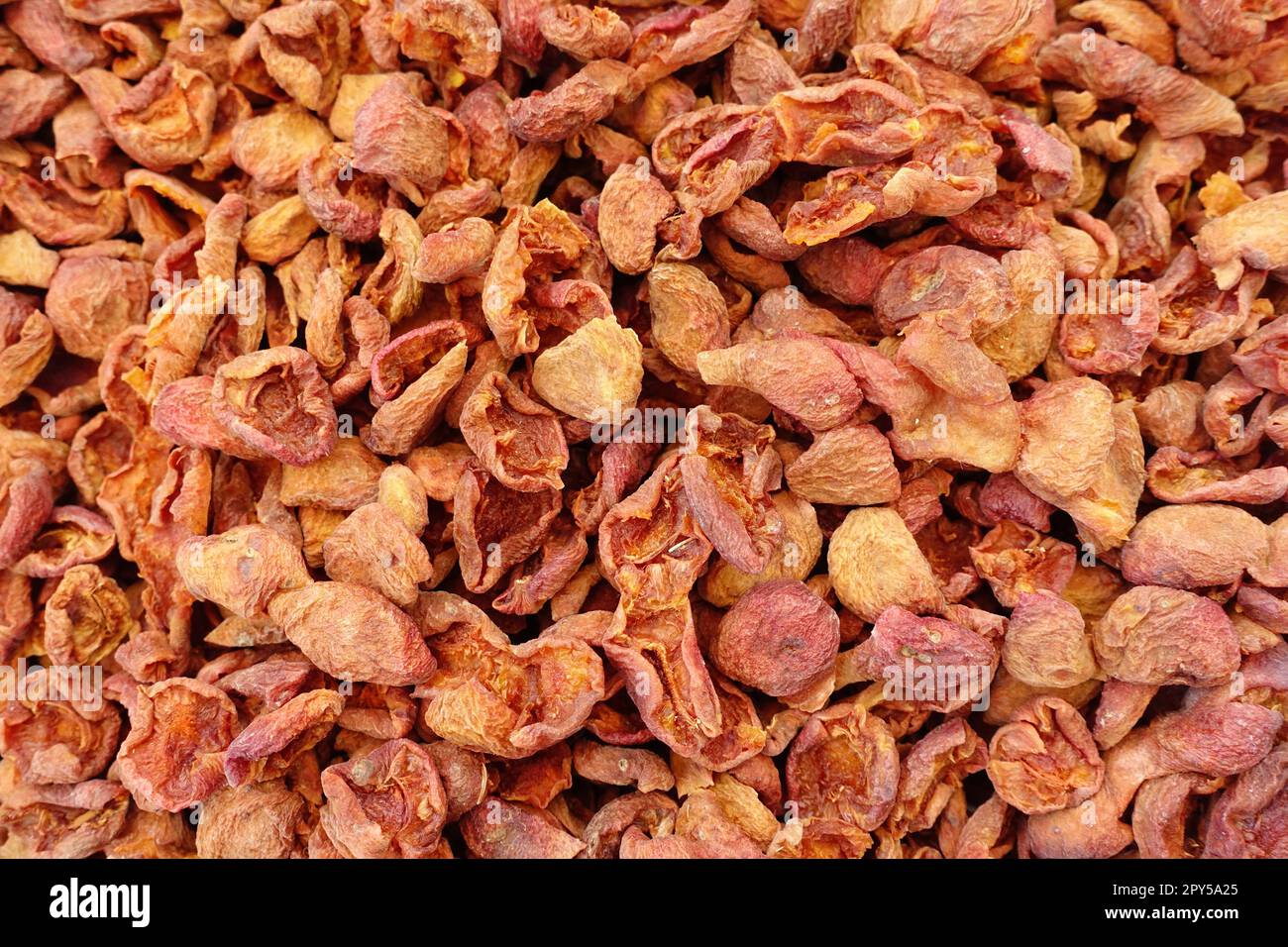 closeup apricot drying process, fruit drying process in summer, drying
