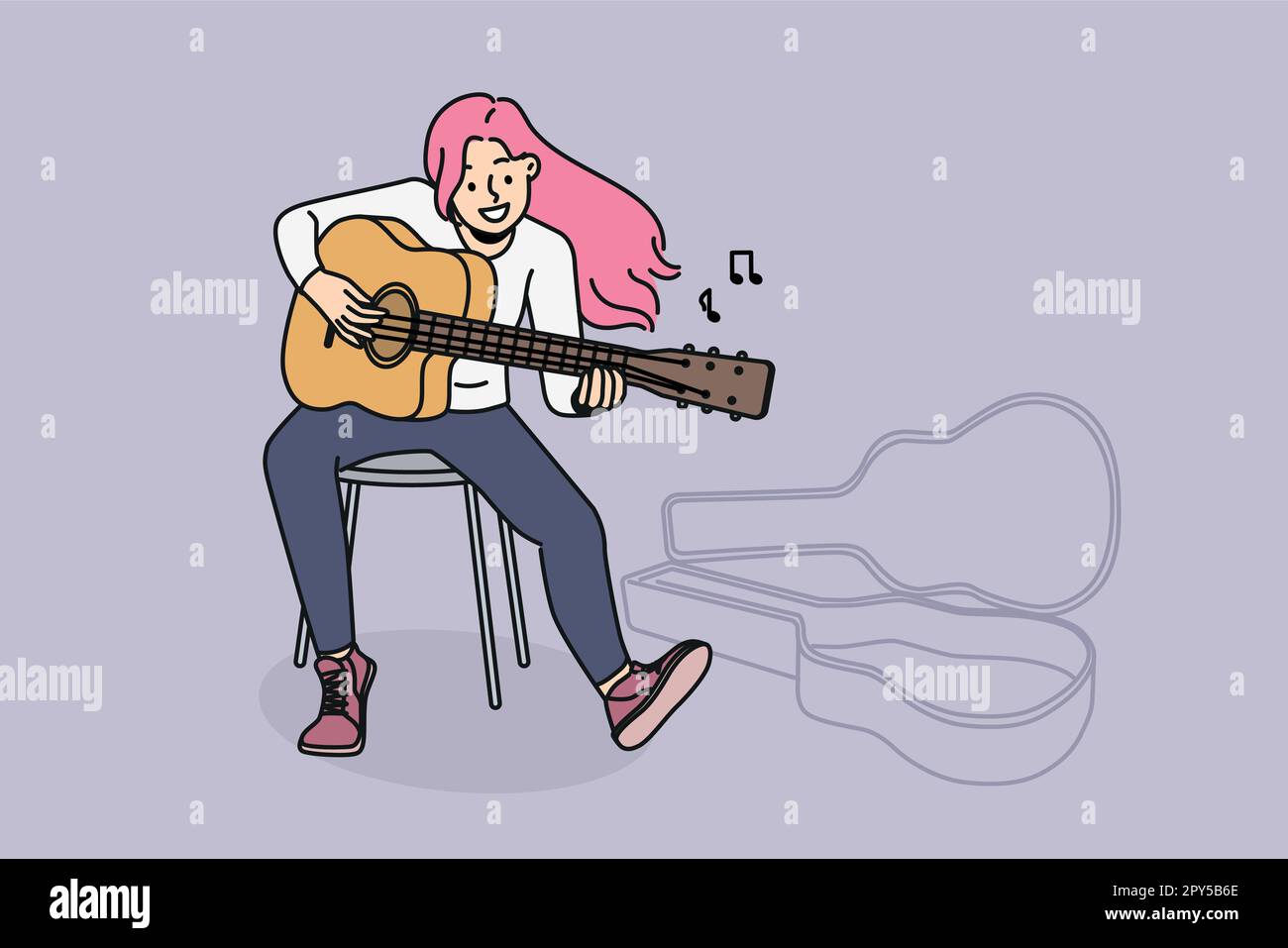 classical guitar player drawing