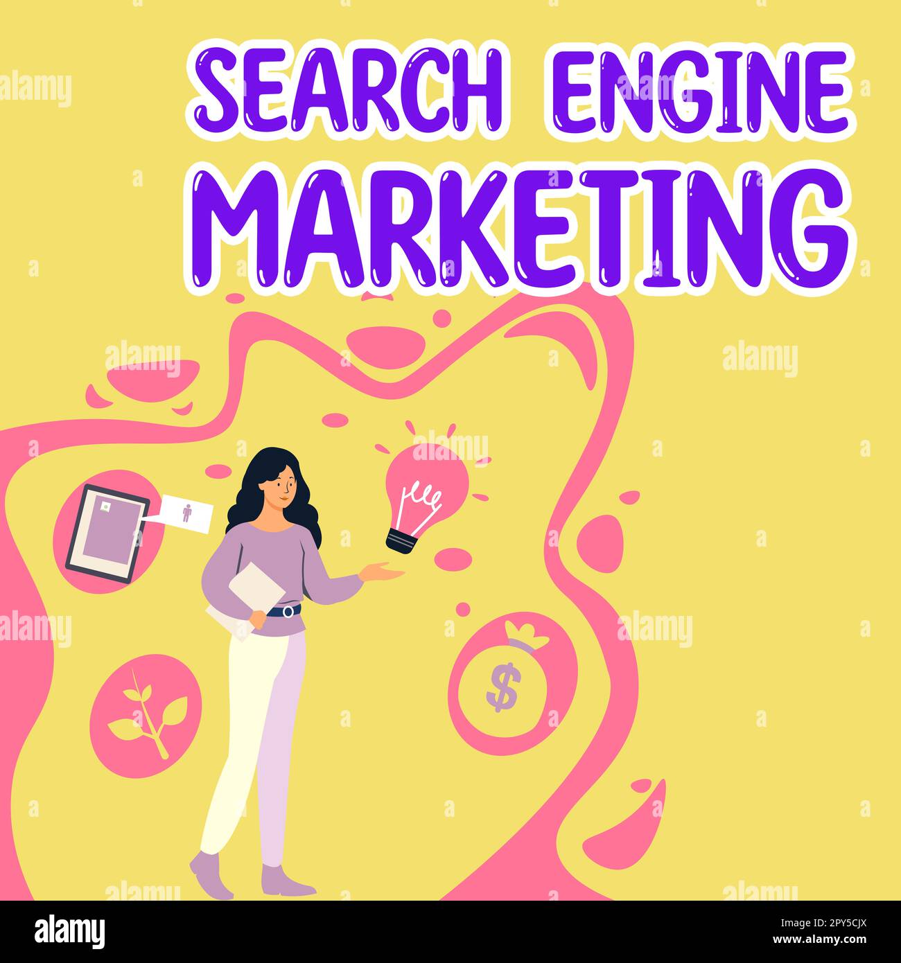 Text showing inspiration Search Engine Marketing. Business overview promote Website visibility on searched result pages Stock Photo
