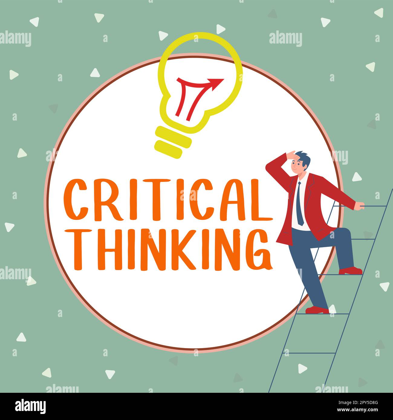 Text caption presenting Critical Thinking. Business approach 