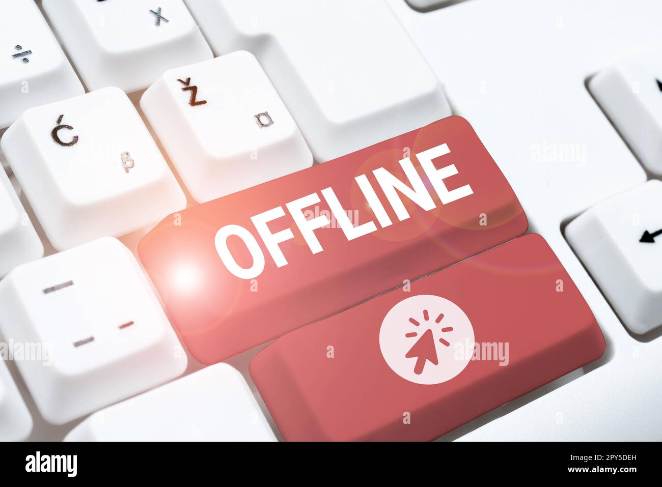 Hand writing sign Offline. Business idea Not having directly connected ...
