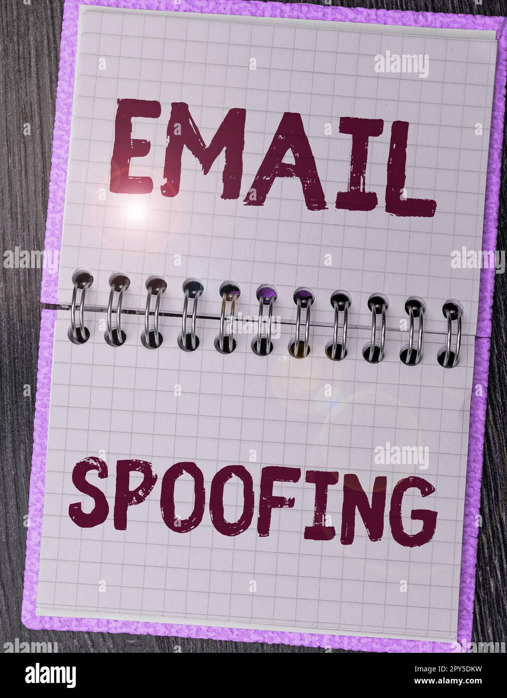 Text caption presenting Email Spoofing. Concept meaning secure the access and content of an email account or service Stock Photo