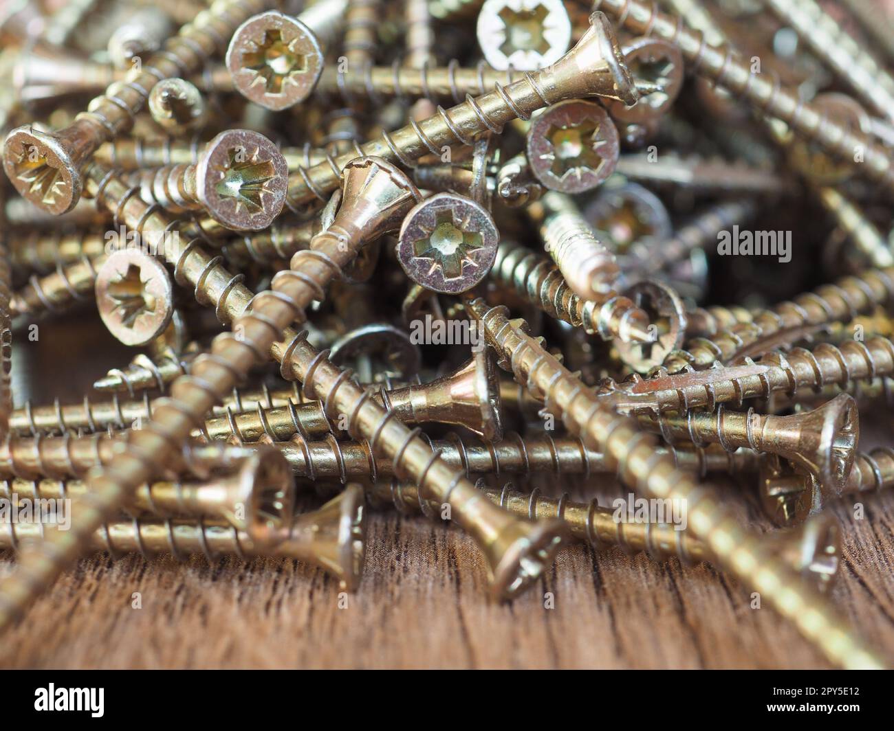 wood screws on melamine manufactured wood panel Stock Photo Alamy