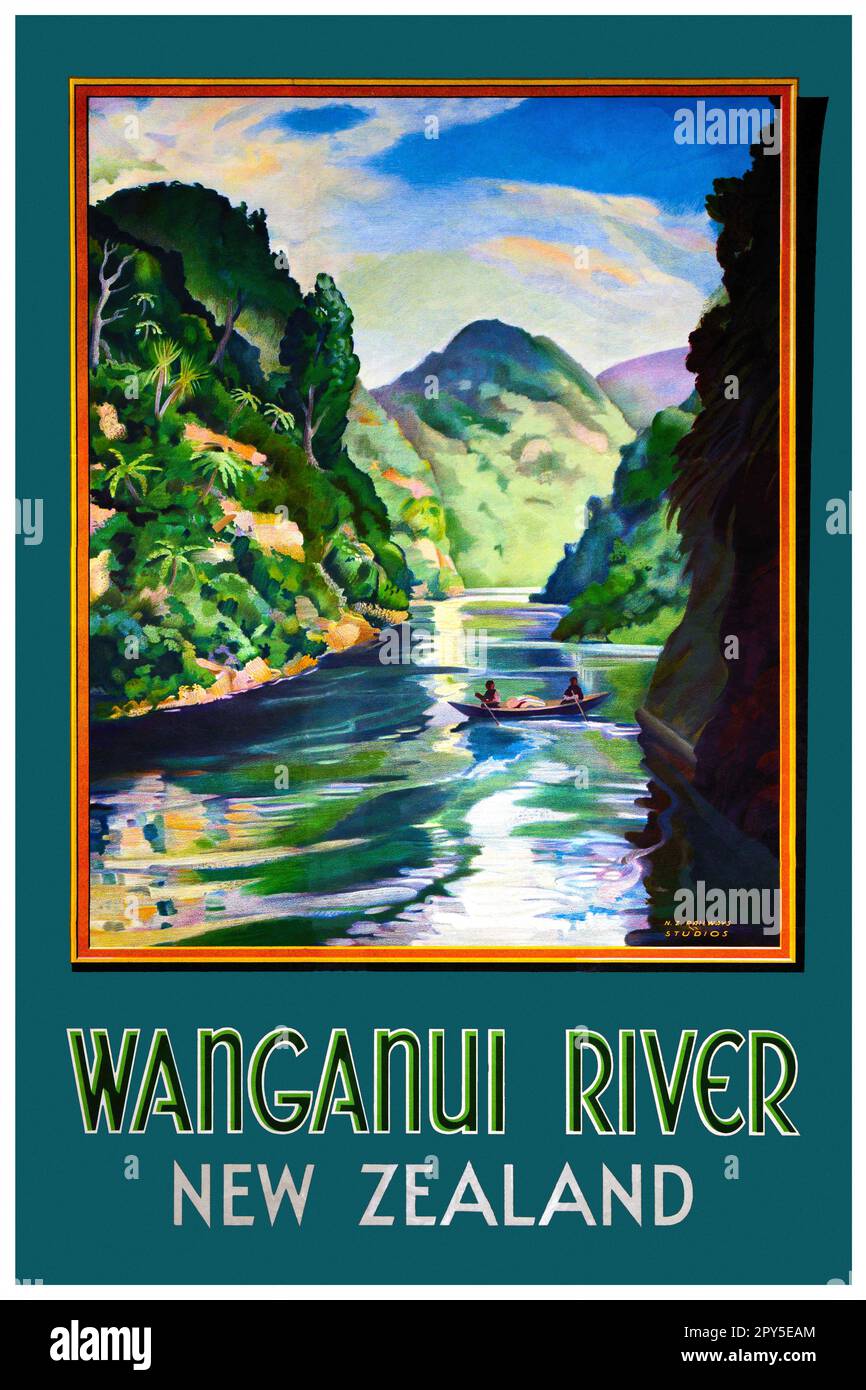 Wanganui River. New Zealand by John Holmwood (19101987). Poster