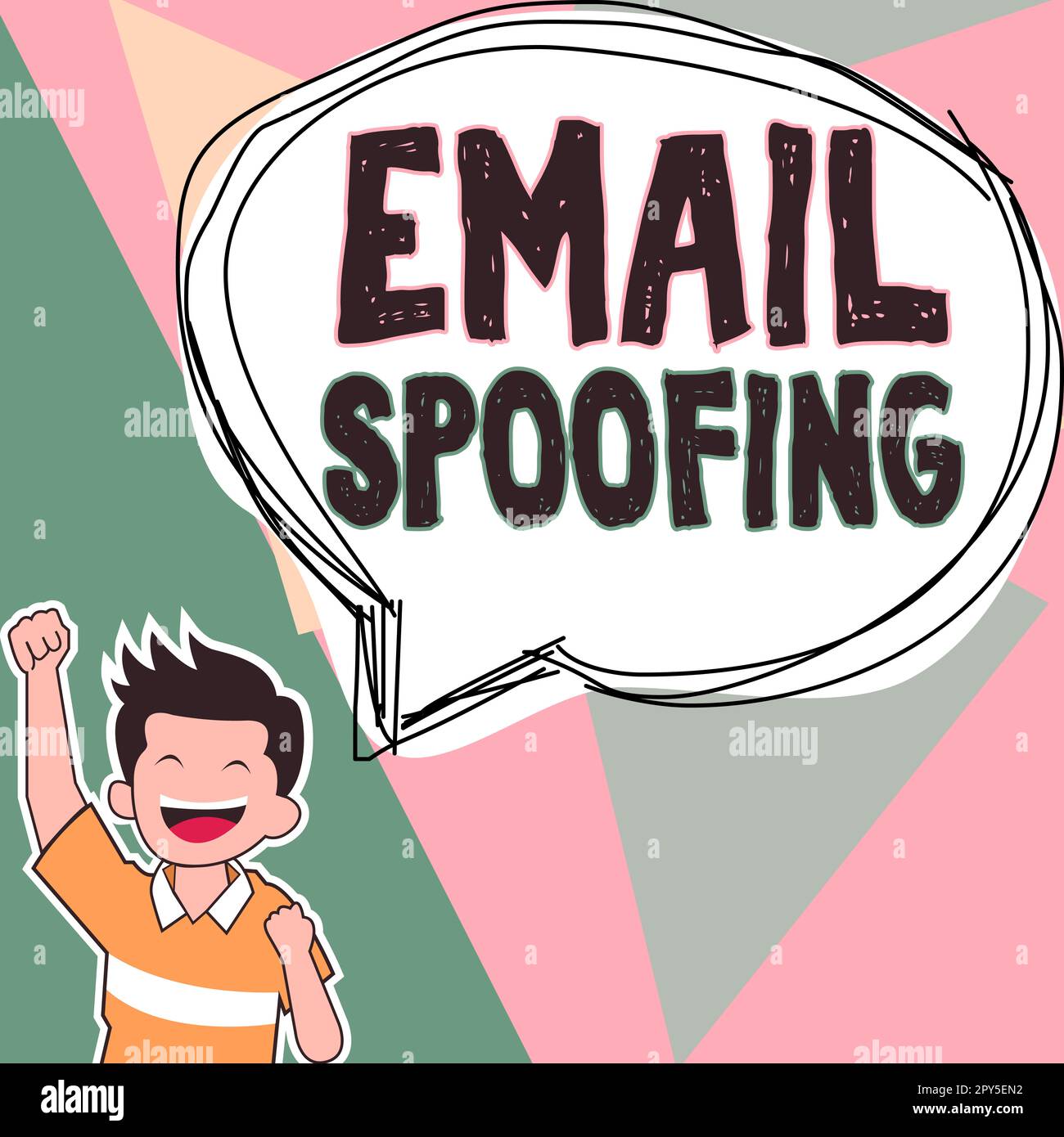 Conceptual caption Email Spoofing. Word for secure the access and content of an email account or service Stock Photo