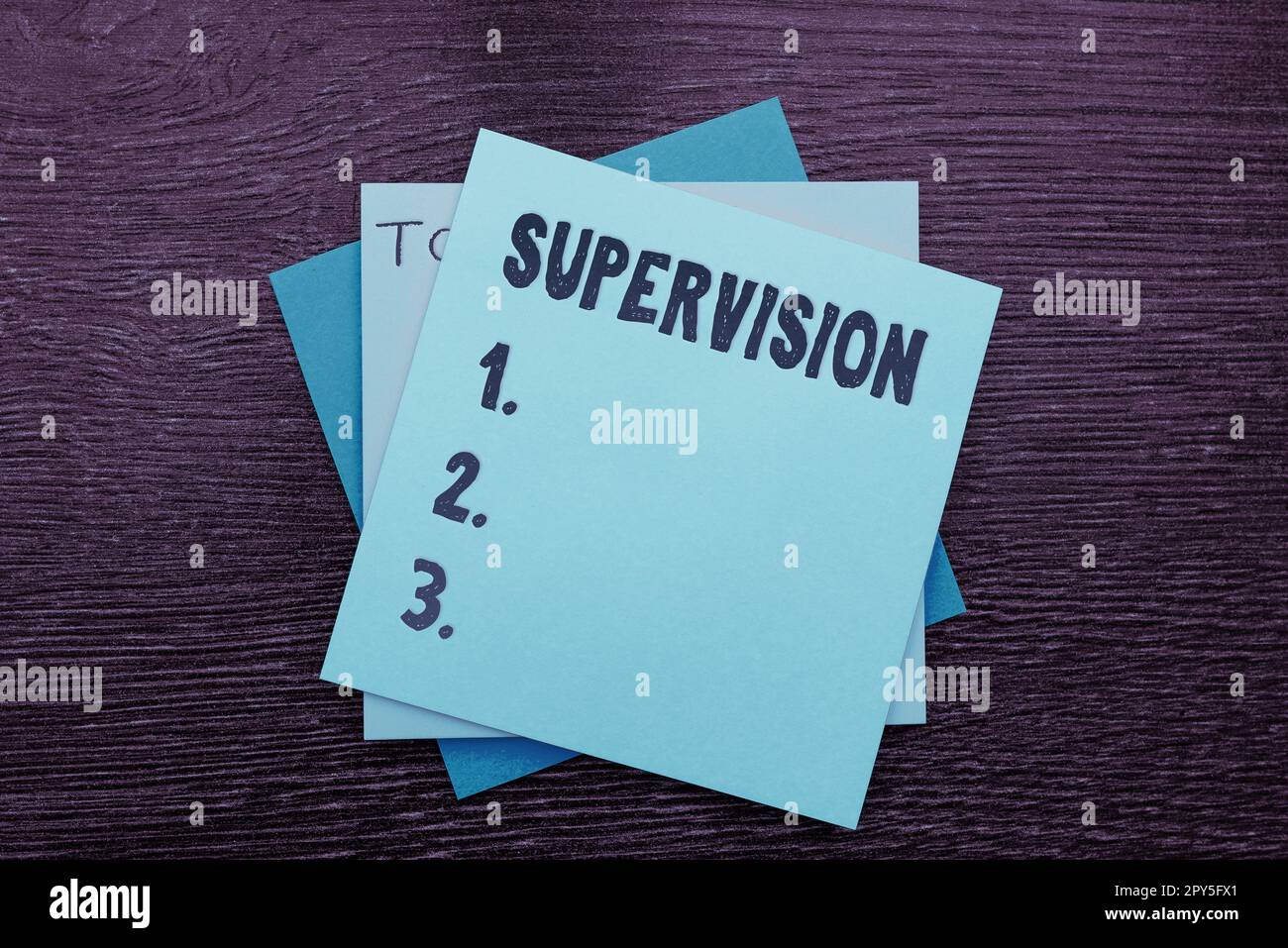 Sign displaying Supervision. Concept meaning monitoring and coordinating the plant operations Stock Photo