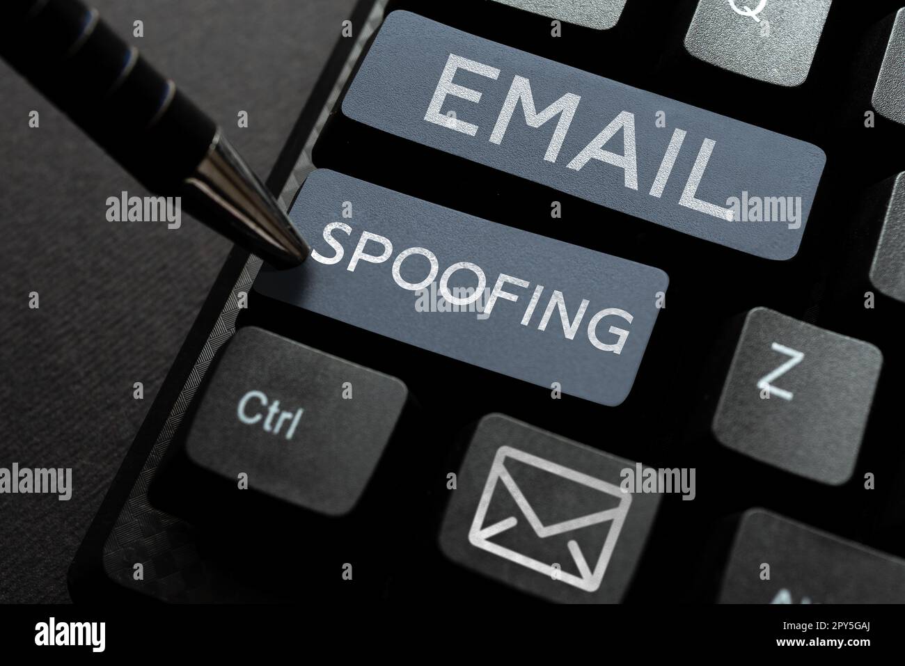Sign displaying Email Spoofing. Business idea secure the access and content of an email account or service Stock Photo