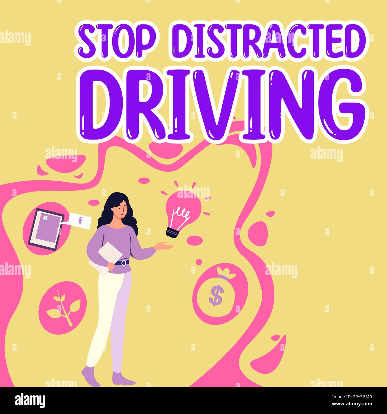 Writing Displaying Text Stop Distracted Driving Business Idea Asking To Be Careful Behind Wheel 