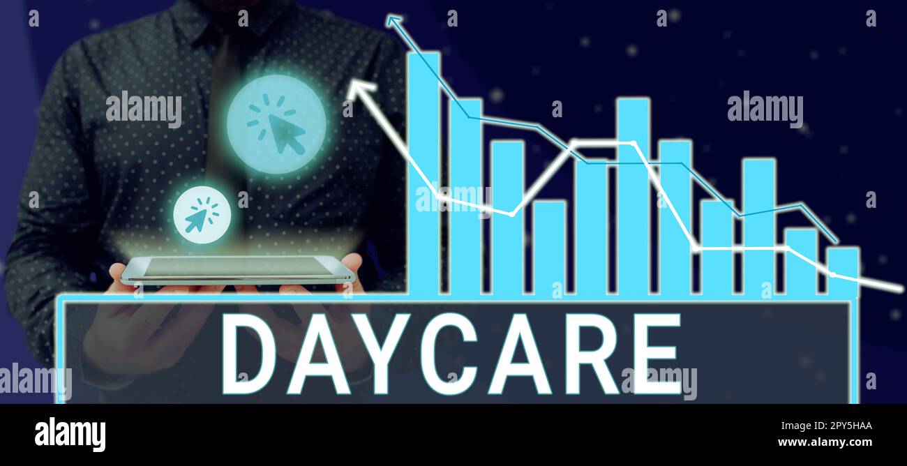 Conceptual display Daycare, Business approach offering care to