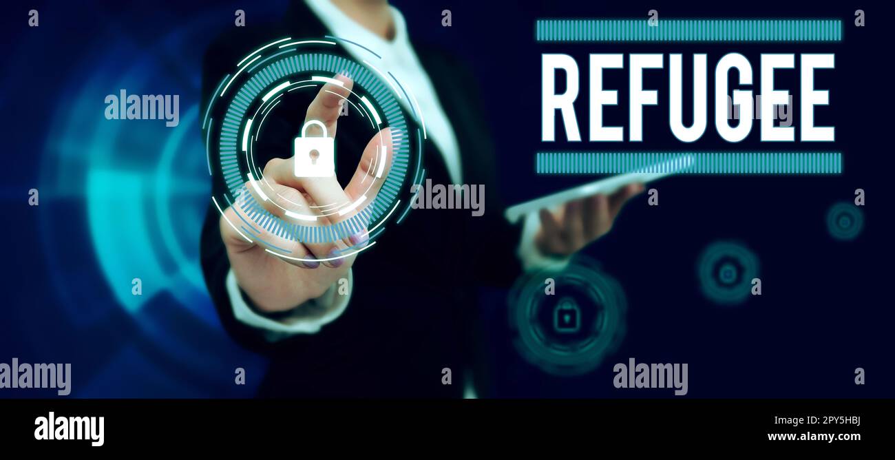 Hand writing sign Refugee. Business concept refer to movements of large