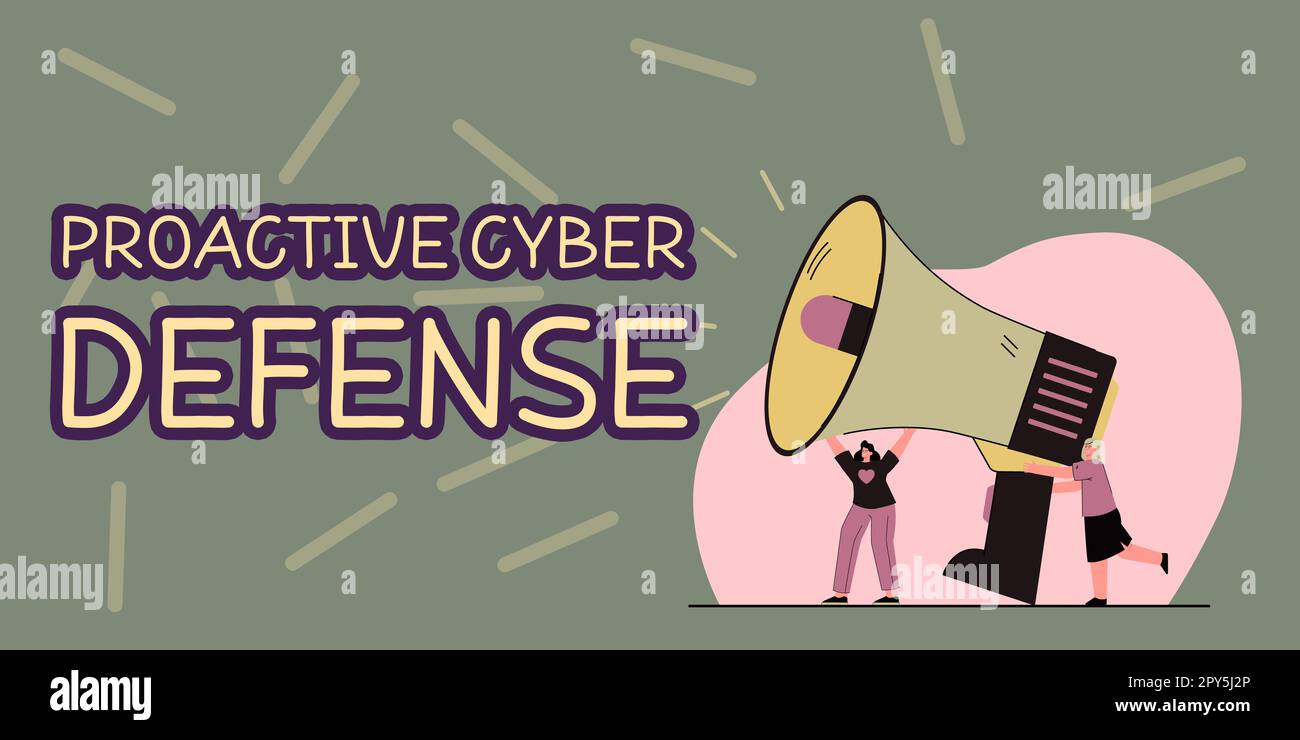 Text showing inspiration Proactive Cyber Defense. Word Written on acting in front of a situation becomes a source of conflict Stock Photo