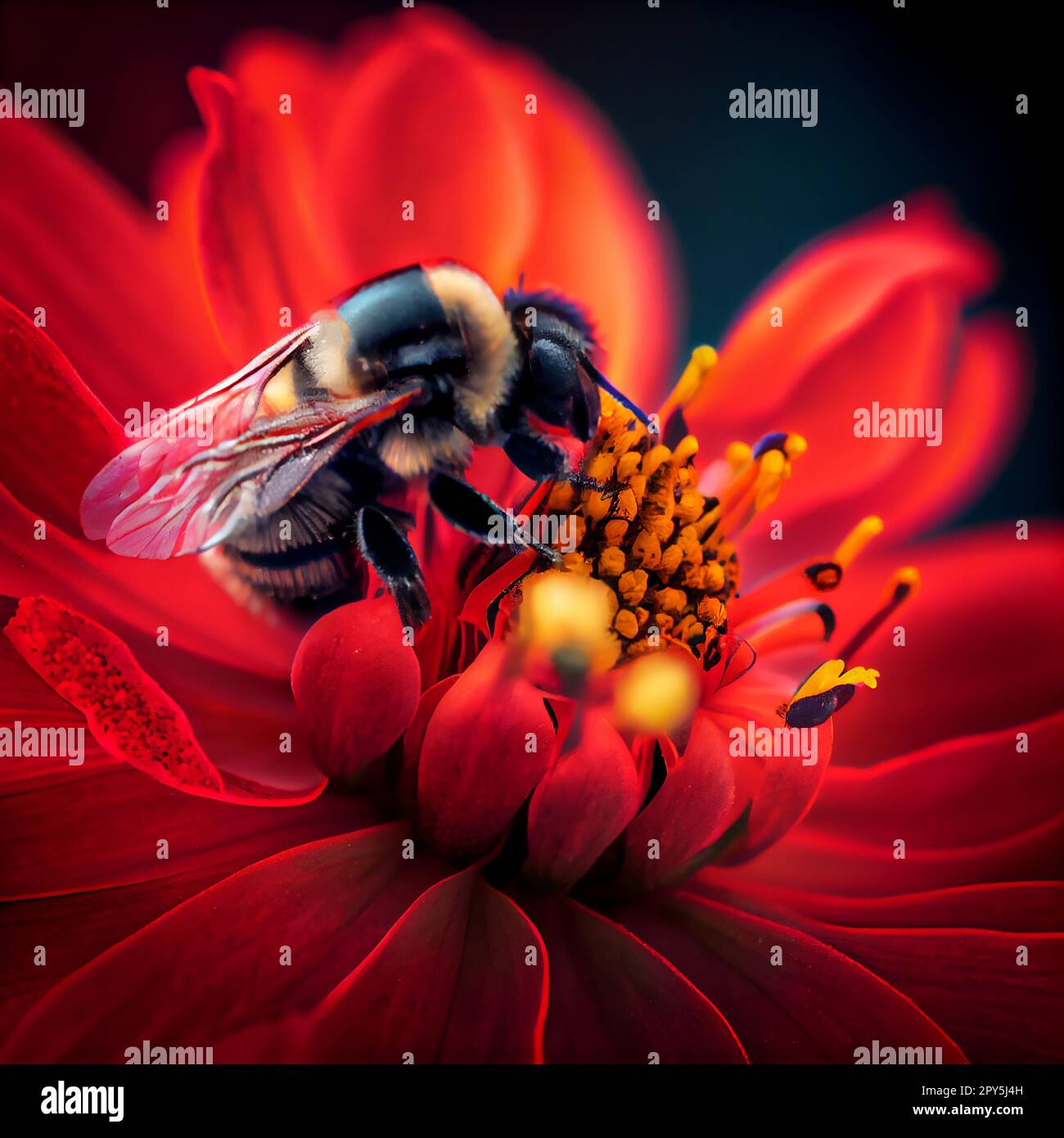 Bee with flower illustration hi-res stock photography and images - Alamy