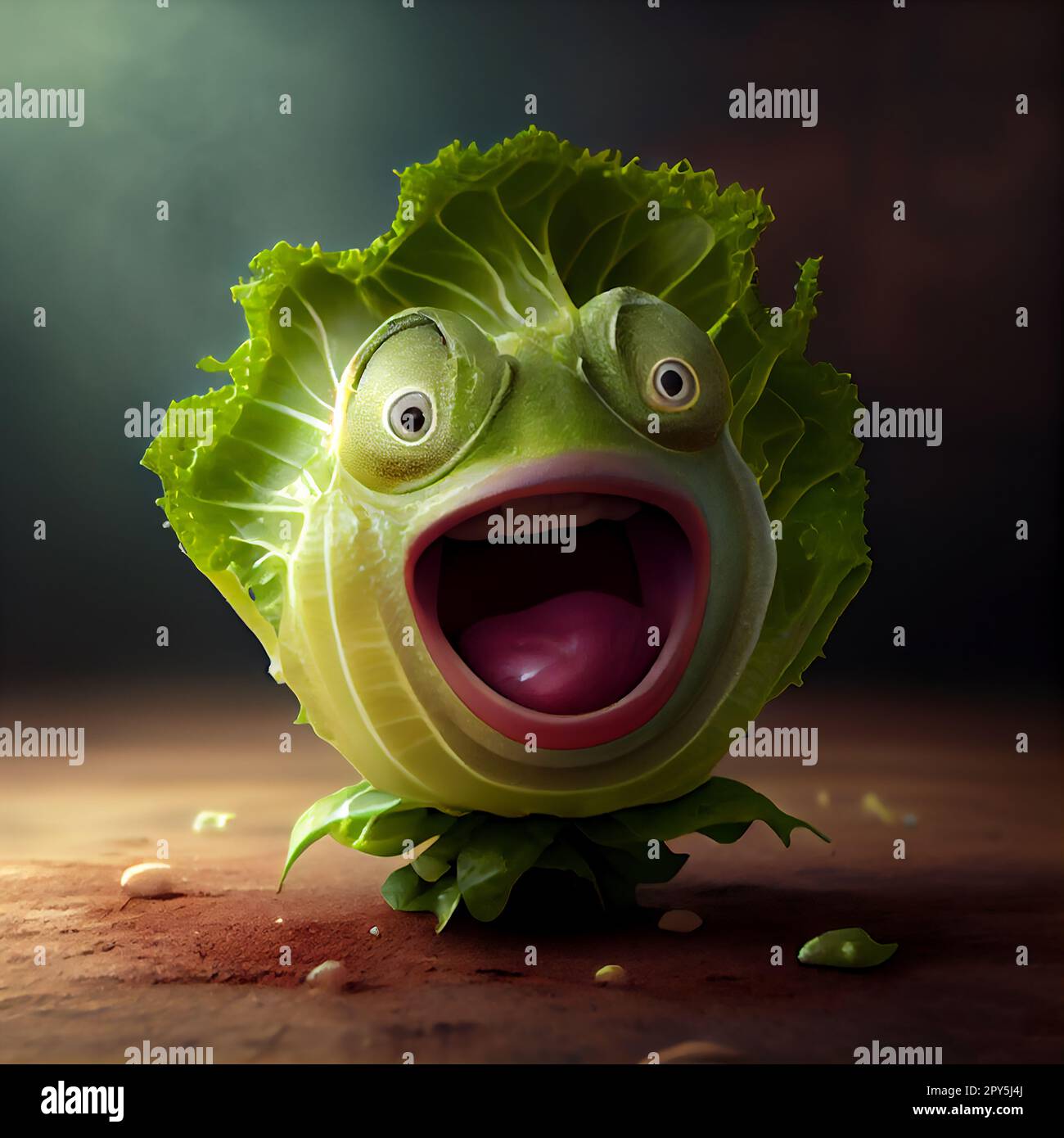 Happy lettuce cartoon character Stock Photo Alamy