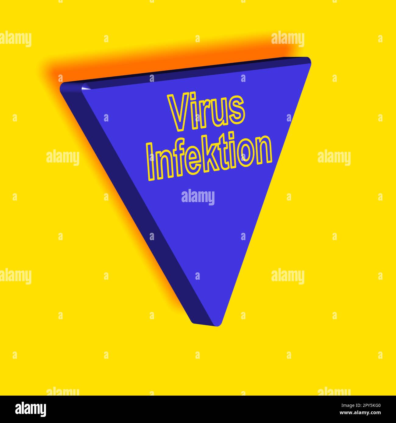 'Virusinfektion' = 'Virus infection' - word, lettering or text as a 3D illustration, 3D rendering, computer graphics Stock Photo