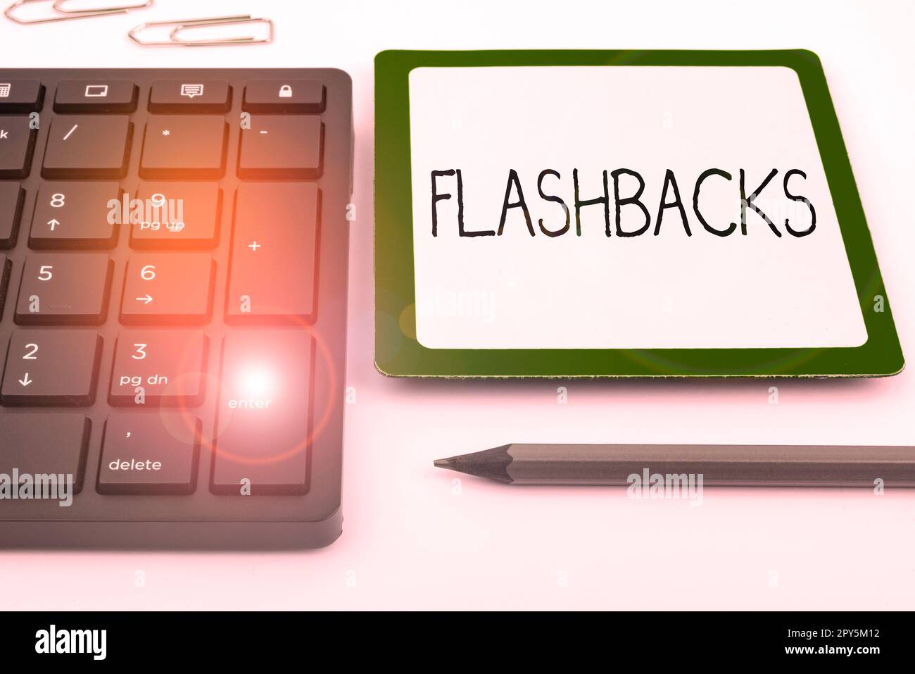 Writing displaying text Flashbacks. Concept meaning interruption of