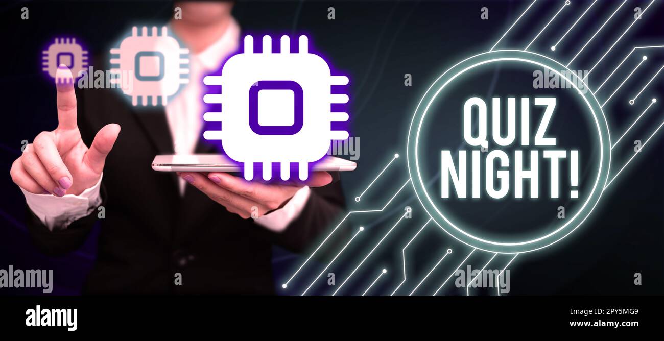 Sign displaying Quiz Night. Internet Concept evening test knowledge competition between individuals Stock Photo