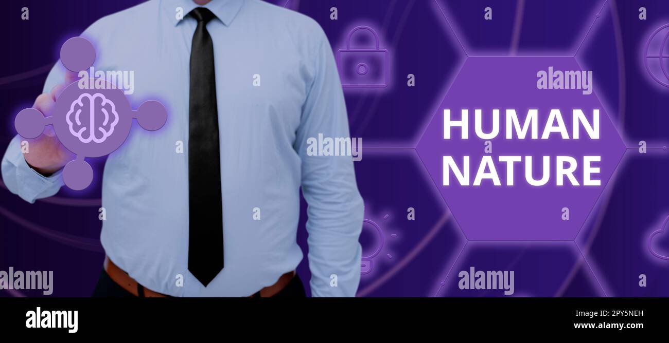 Conceptual display Human Nature. Concept meaning psychological