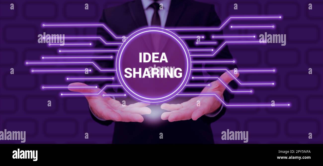 Text showing inspiration Idea Sharing. Business overview Startup launch innovation product, creative thinking Stock Photo