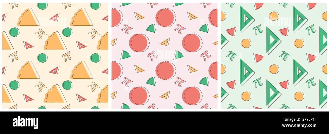 Pi Pattern Examples Set of Pi Day Seamless Pattern Design with Mathematical Constants or ...