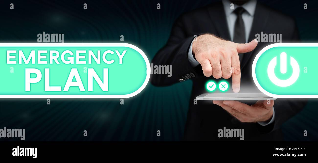 Text showing inspiration Emergency Plan. Business approach Procedures for response to major emergencies Be prepared Stock Photo