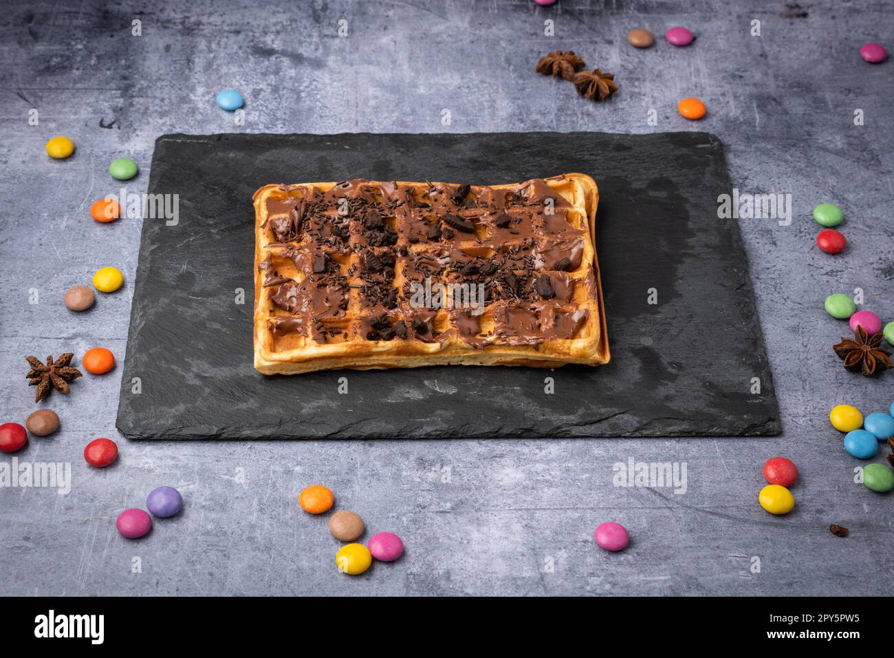 chocolate Waffle ready to be eat by children Stock Photo Alamy