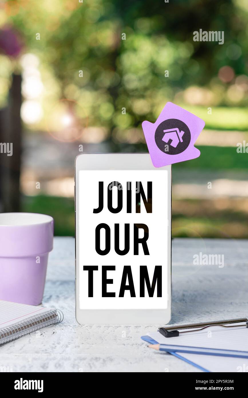 Hand writing sign Join Our Team. Concept meaning Allied Associate Work