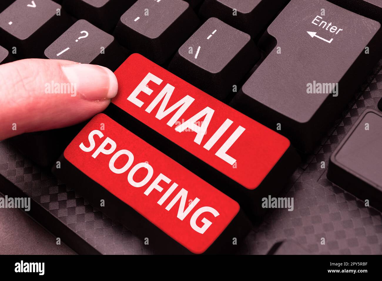 Text sign showing Email Spoofing. Word Written on secure the access and content of an email account or service Stock Photo