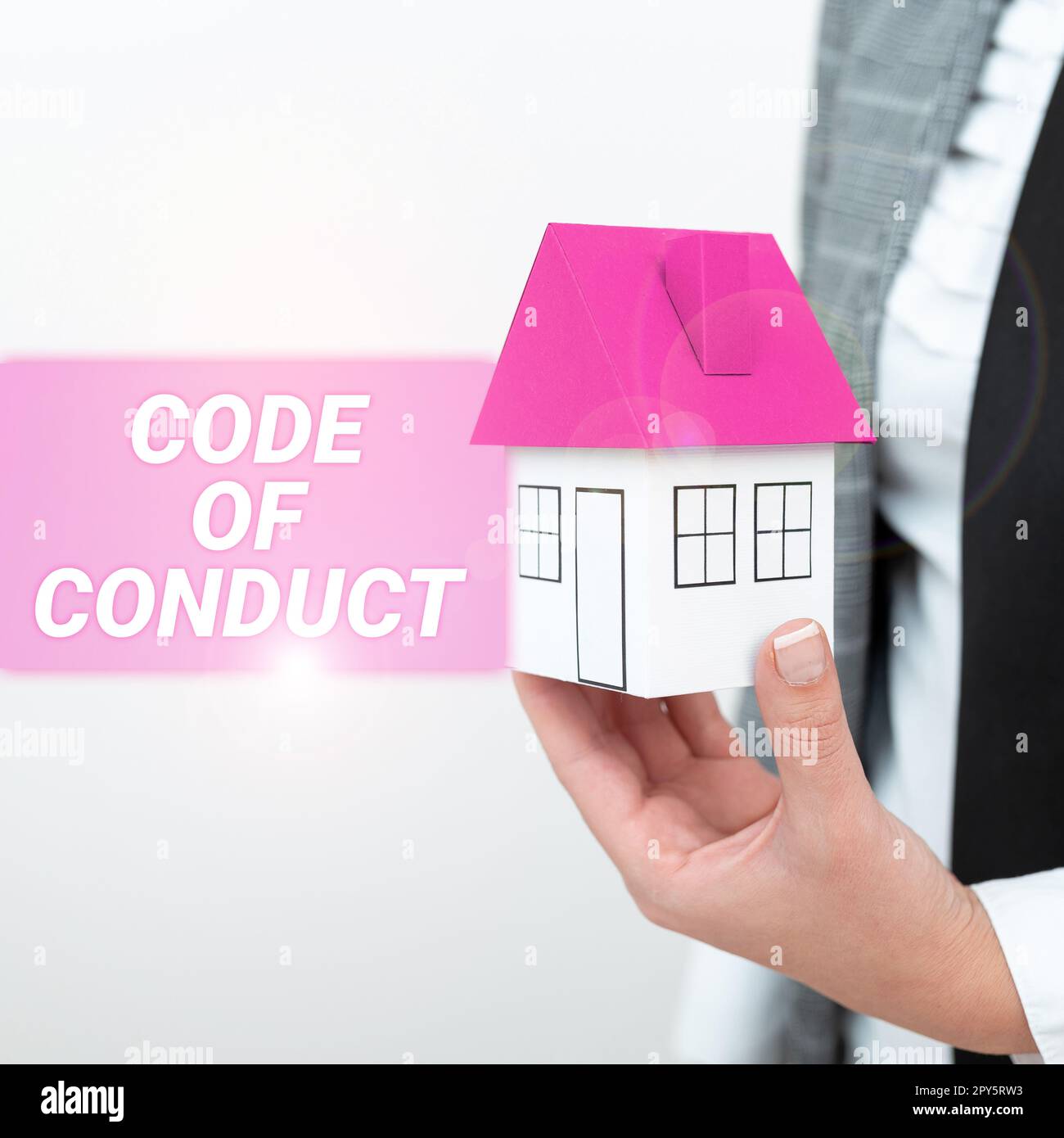 Sign displaying Code Of Conduct. Business idea Ethics rules moral codes ethical principles values respect Stock Photo