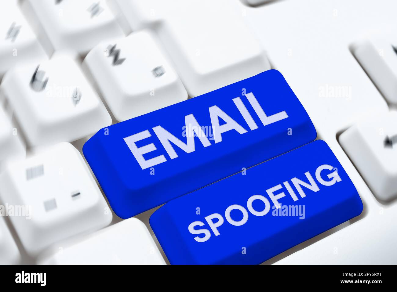 Conceptual caption Email Spoofing. Business idea secure the access and content of an email account or service Stock Photo