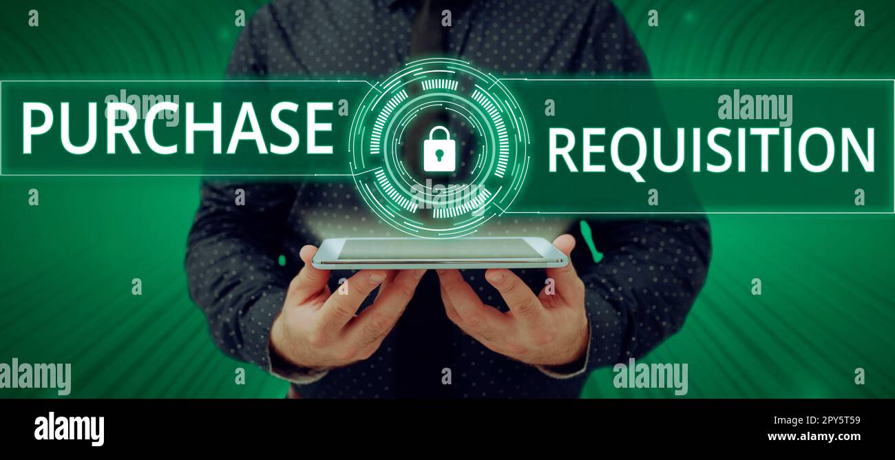 Text caption presenting Purchase Requisition. Concept meaning document