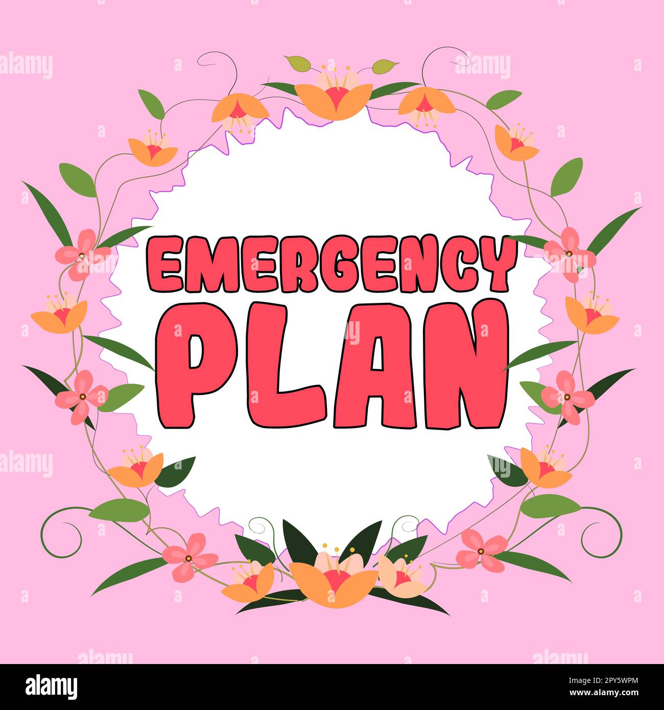 Text caption presenting Emergency Plan. Business approach Procedures for response to major emergencies Be prepared Stock Photo